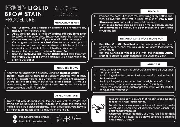 Hybrid Liquid Brow Stain Procedure Form | Beautiful Brows and Lashes