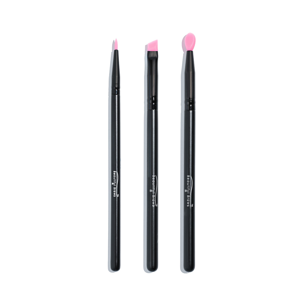 Pink Silicone Brushes - 3 Pack - Beautiful Brows & Lashes Professional
