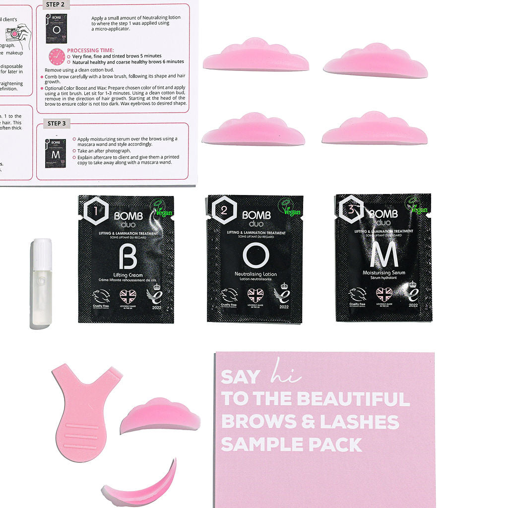 BOMB Duo Lash Lift & Brow Lamination Sample Pack | Beautiful Brows and Lashes Professional
