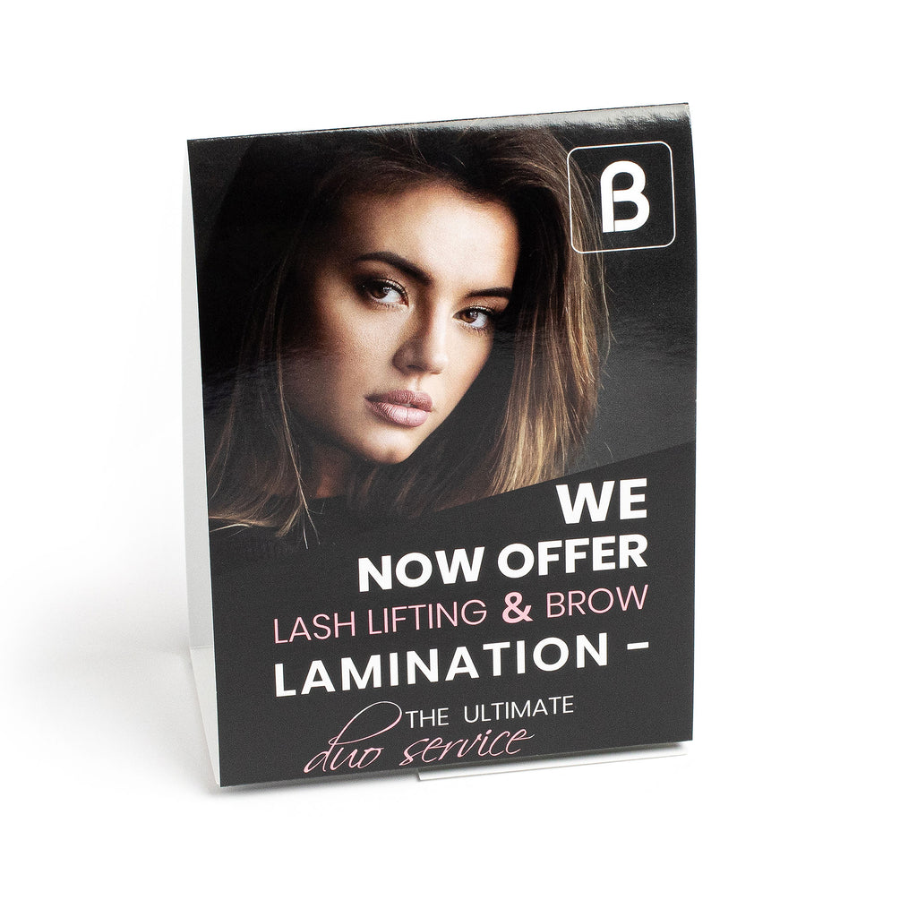 We Now Offer Lash Lifting & Brow Lamination Table Tent | Beautiful Brows and Lashes