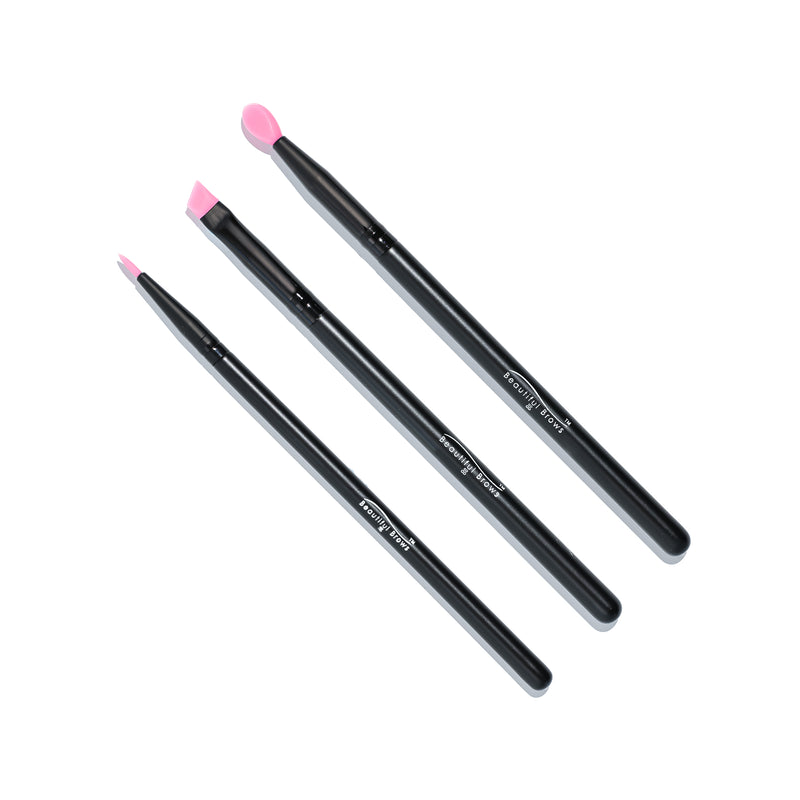 Pink Silicone Brushes - 3 Pack - Beautiful Brows & Lashes Professional