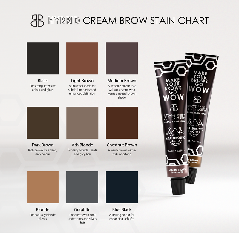 Hybrid CREAM Brow Stain Chart | Beautiful Brows and Lashes Professional