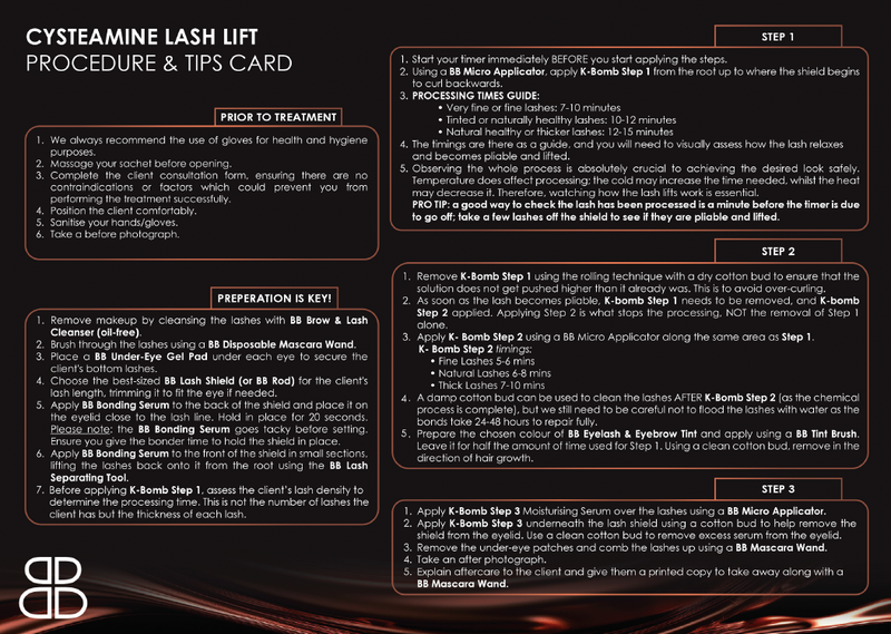 K-Bomb Procedure Card | Lash & Brow