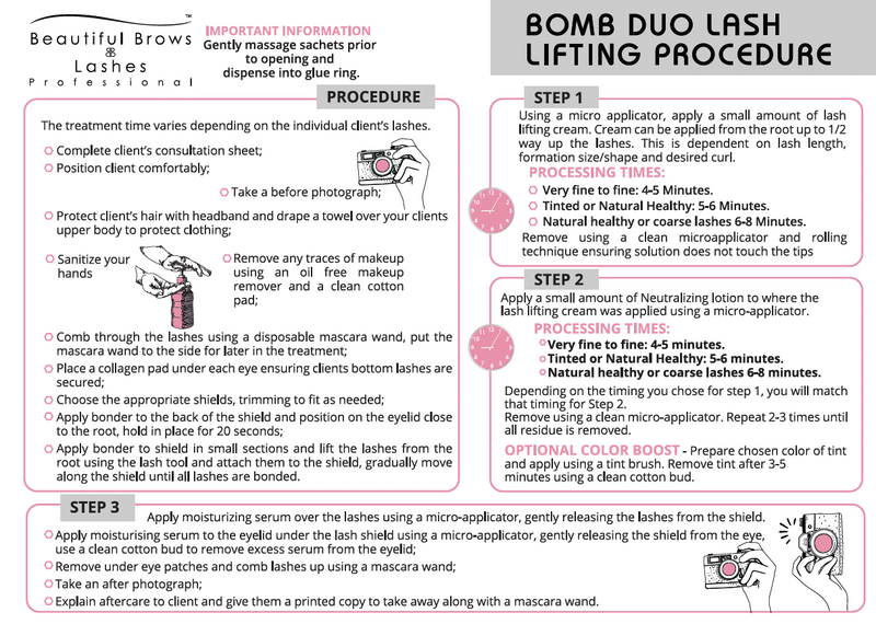 Bomb DUO Lash Lifting & Brow Lamination Procedure Card