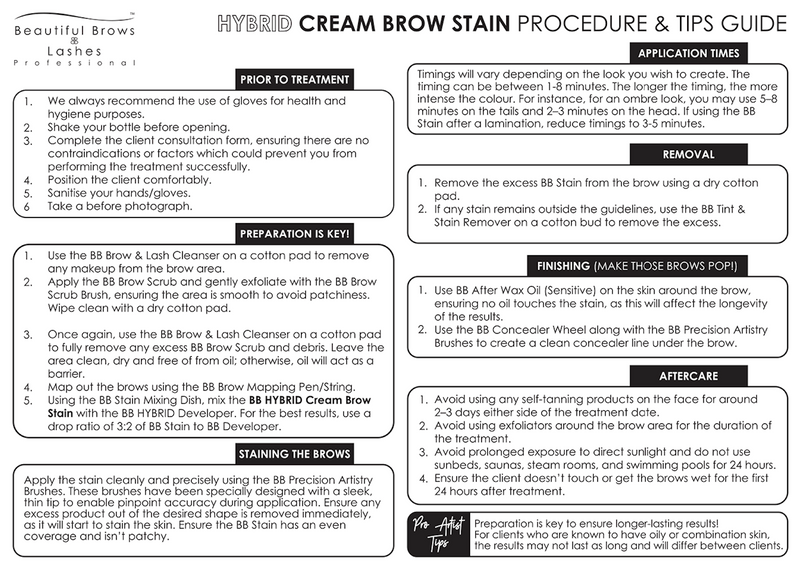 Hybrid Cream Stain Procedure Card - Beautiful Brows & Lashes Professional
