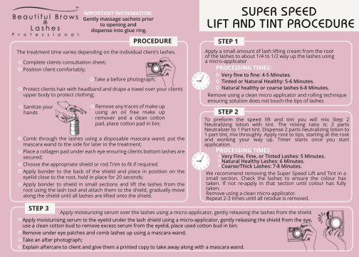 Super Speed Lift & Tint Procedure Form - Beautiful Brows & Lashes