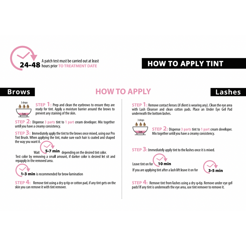 Lash and Brow Tint Procedure Card | Brow Tint Instructions – Beautiful ...