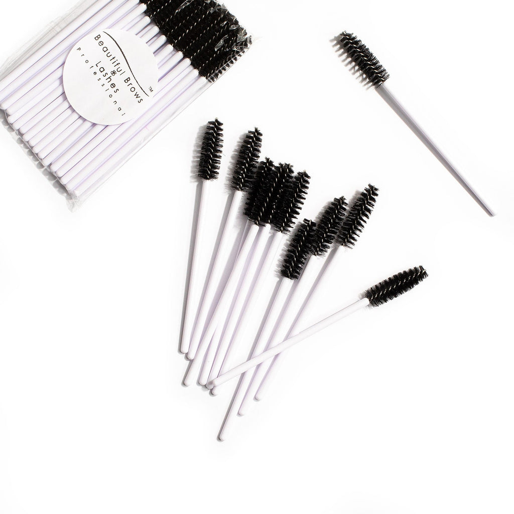 Disposable Silicone Eyelash Mascara Brush Comb Light Pink 50/Pack